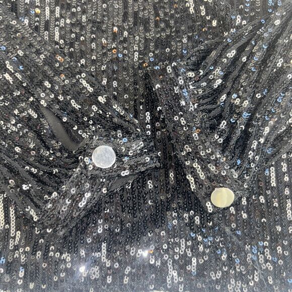 NWT NEW CeCe Rich Black Sequin Long Sleeve Dressy Party Top Size S - Picture 9 of 15